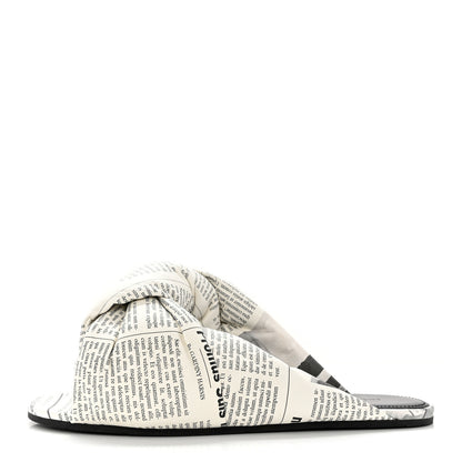 Balenciaga Calfskin Happy News Printed Drapy Slide Sandals 38.5 Black 1 of 10