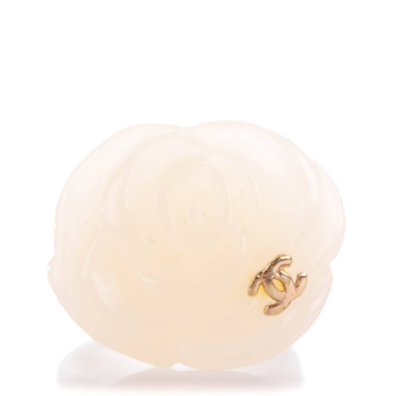Chanel Resin CC Camellia Ring 6 Cream Gold 1 of 5