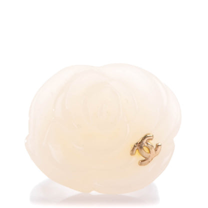 Chanel Resin CC Camellia Ring 6 Cream Gold 1 of 5