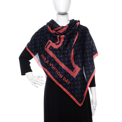 Louis Vuitton Silk Monogram Upside Down Scarf Marine 2 of 6