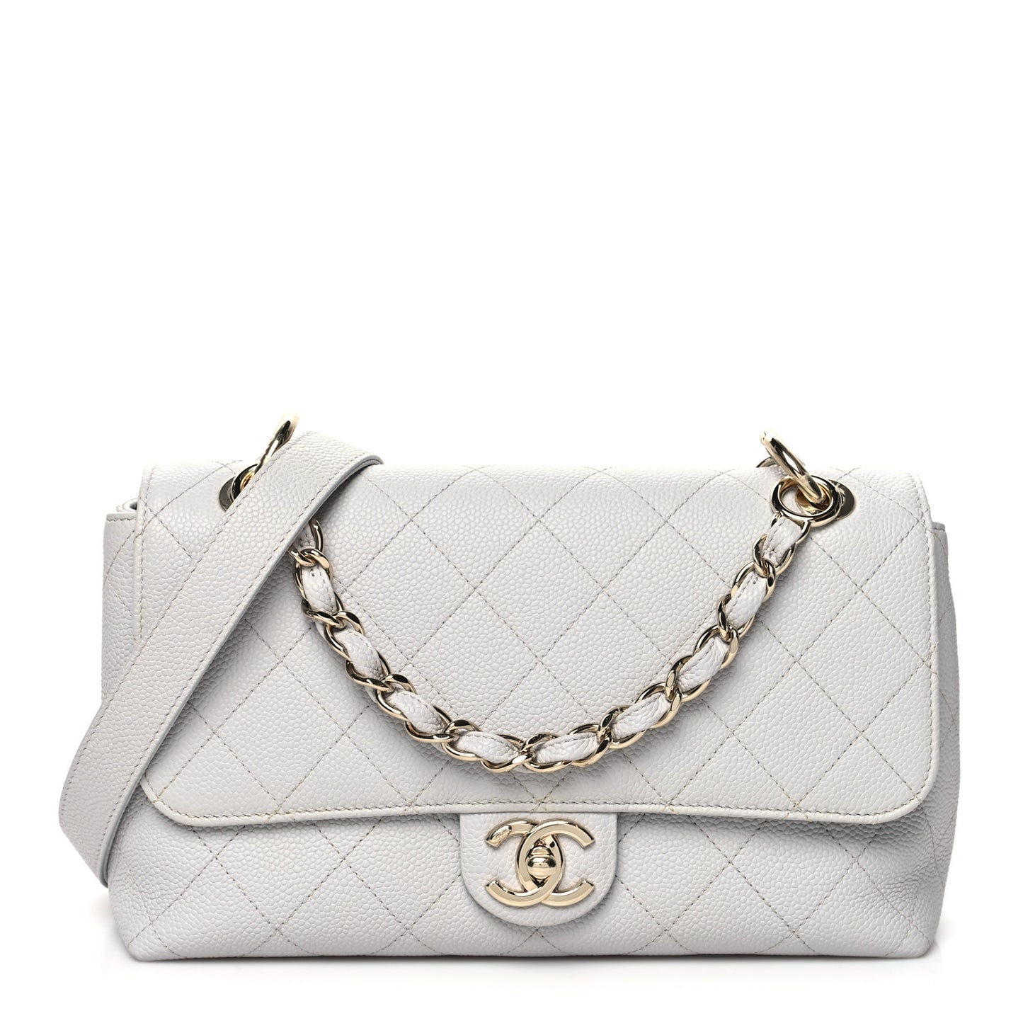 Caviar Quilted City Walk Flap Light Grey