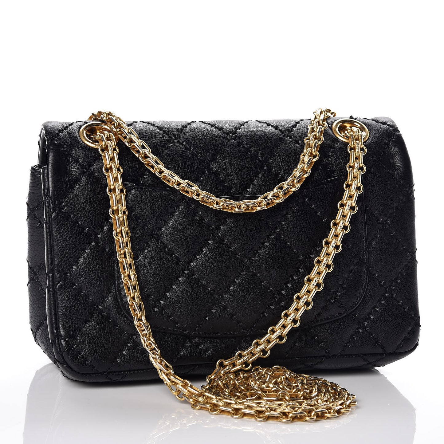 Calfskin Double Stitch 2.55 Reissue 224 Flap Black