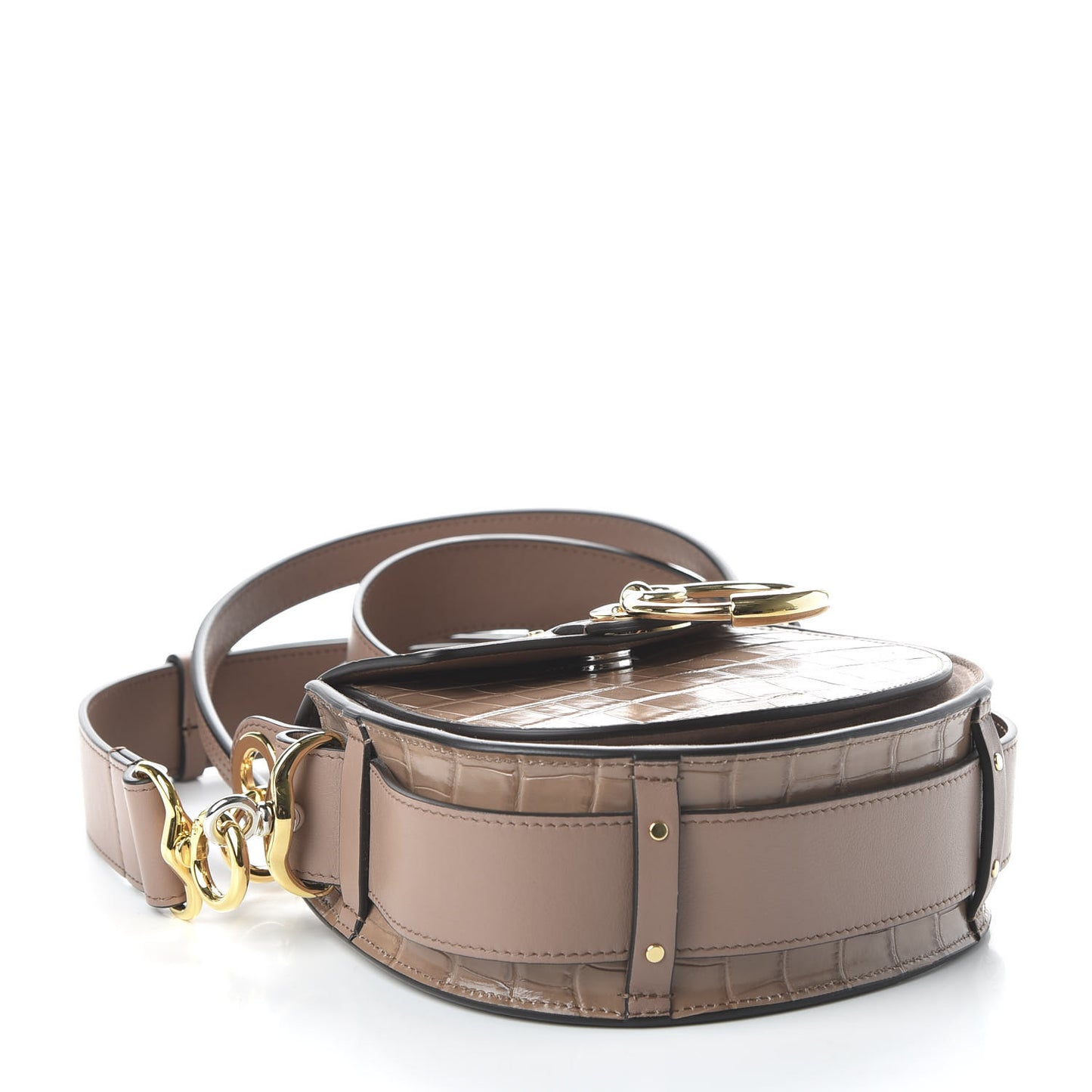 Calfskin Crocodile Embossed Small Tess Bag Woodrose