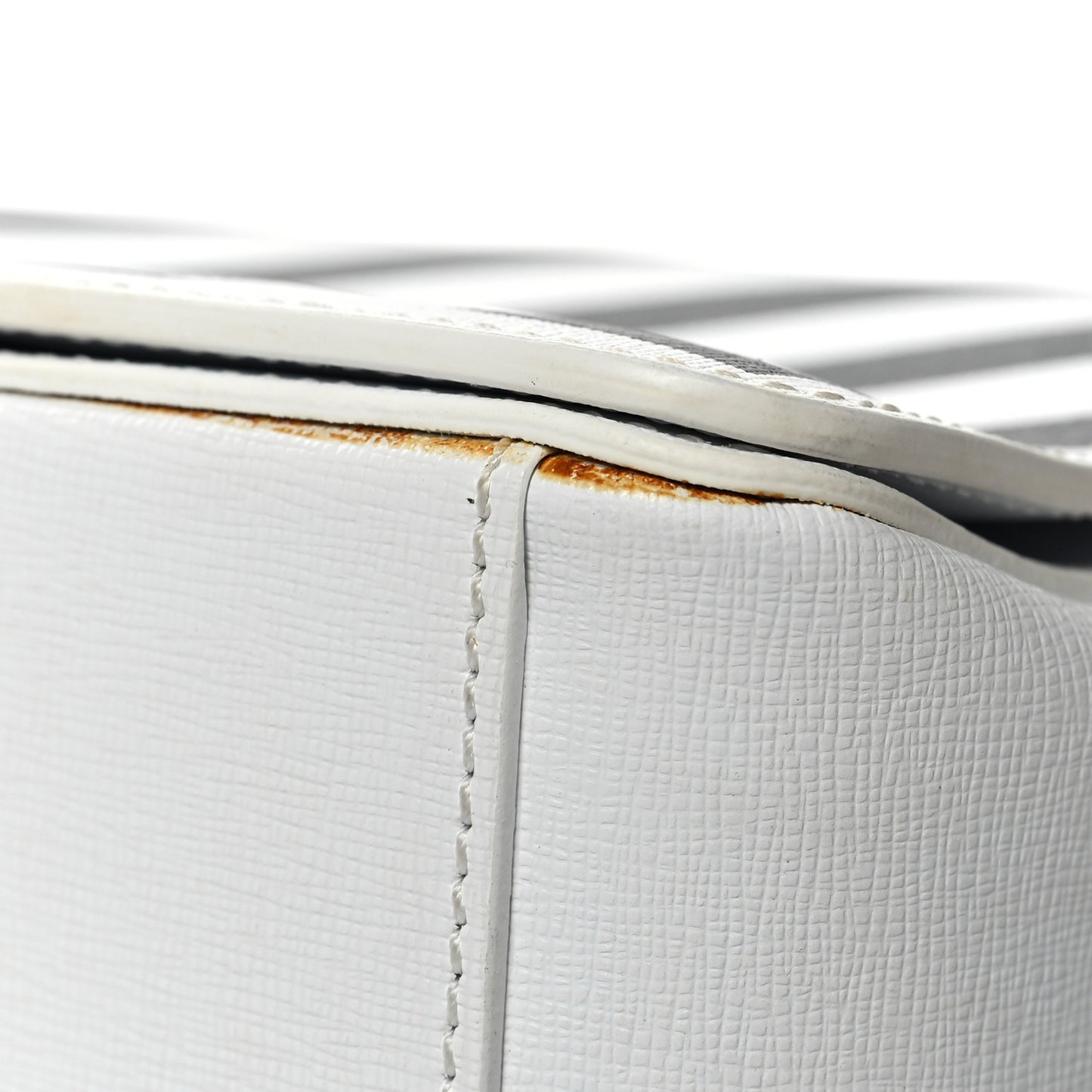 Saffiano Striped Diag Binder Flap Bag White Black