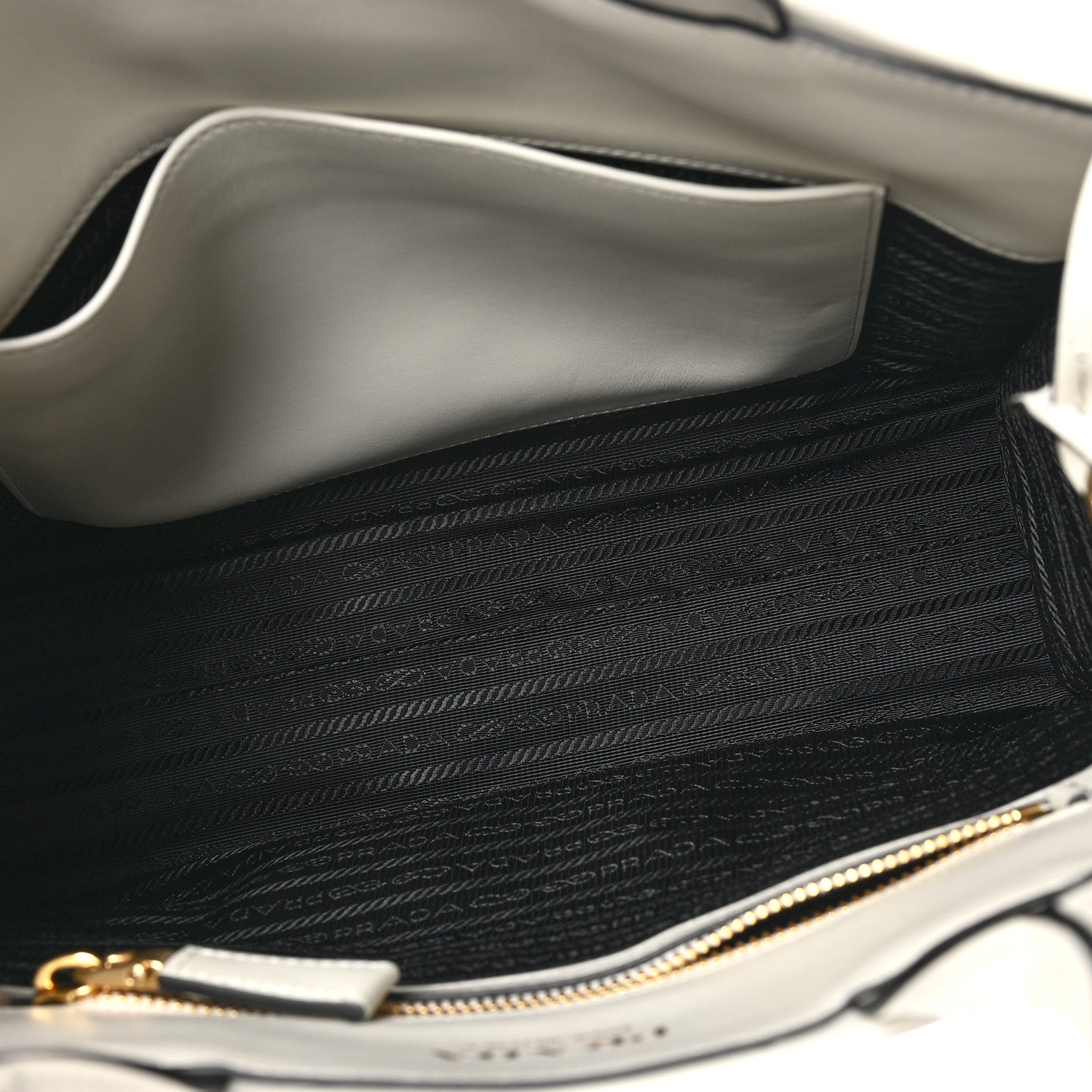 Prada Soft Calfskin Triangolo Symbole Embossed Small Tote White 5 of 10