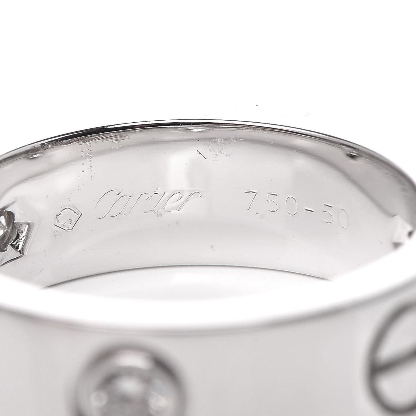 18K White Gold 3 Diamond 5.5mm LOVE Ring 50 5.25