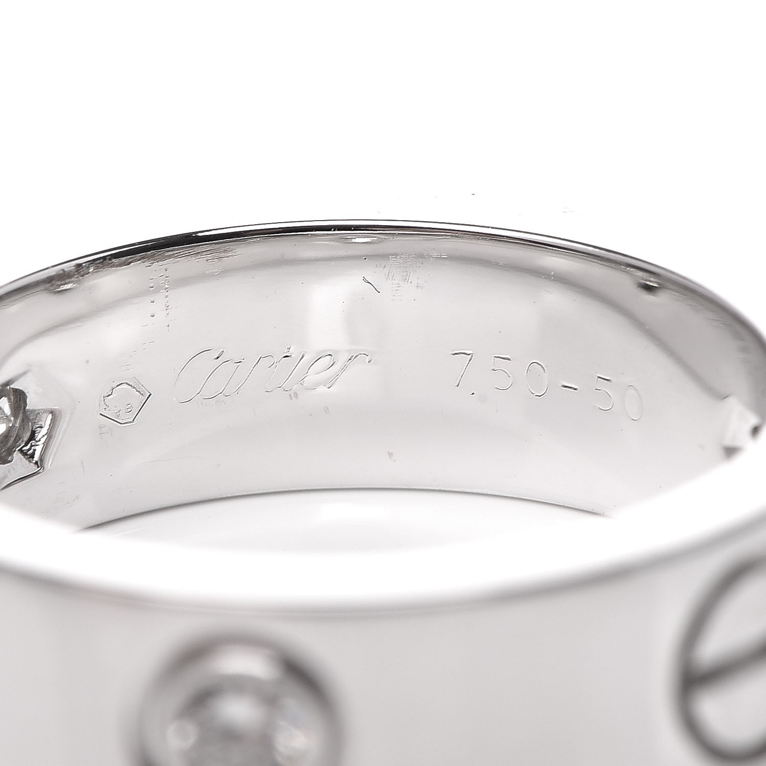 Cartier 18K White Gold 3 Diamond 5.5mm LOVE Ring 50 5.25 4 of 4