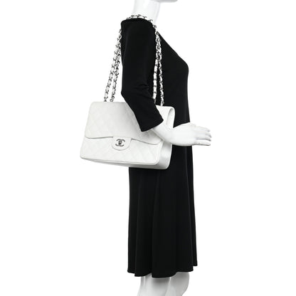 Chanel Caviar Quilted Jumbo Single Flap White 1 of 11