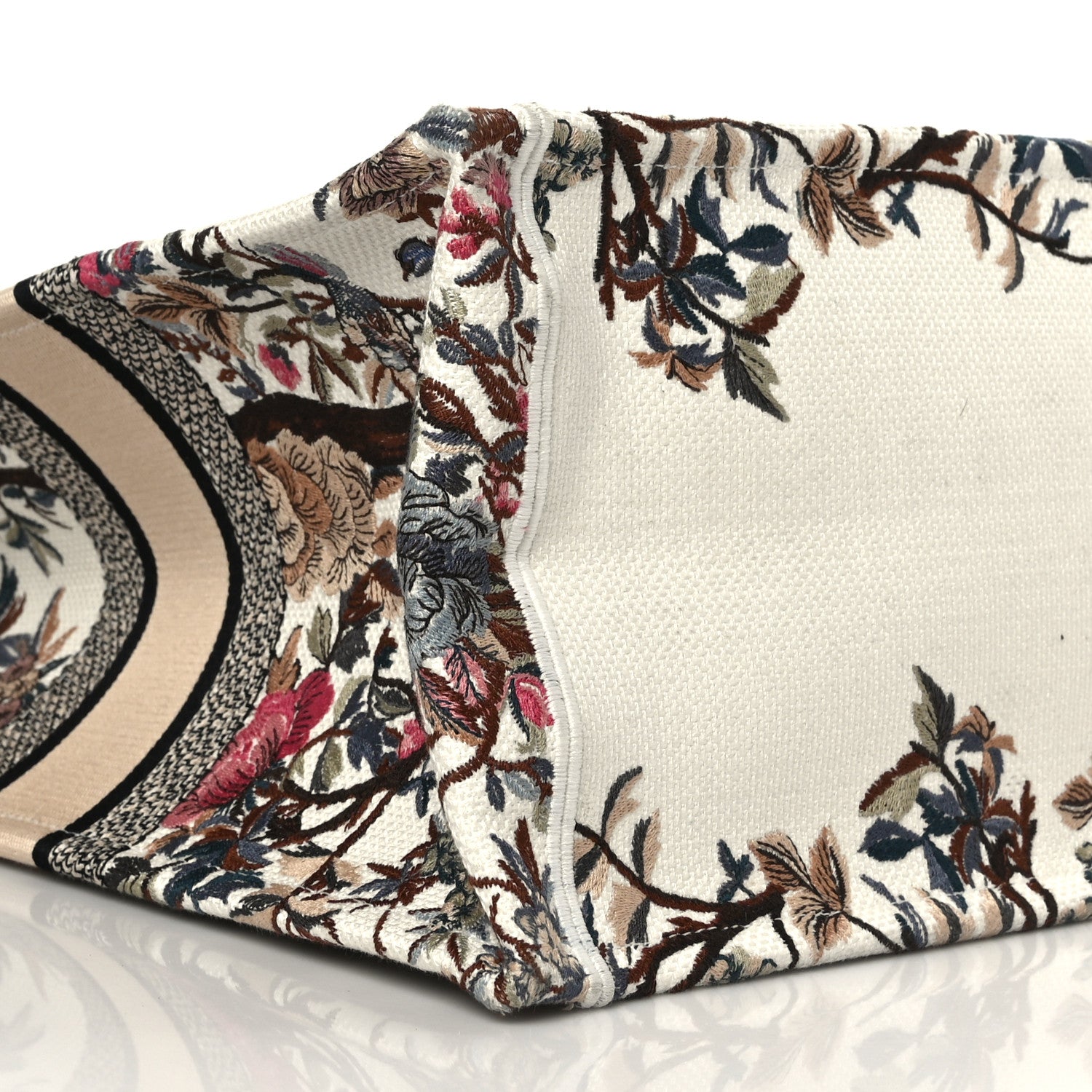 Christian Dior Canvas Embroidered Large Jardin D'Hiver Book Tote Latte Multicolor 8 of 9