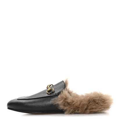 Gucci Calfskin Fur Womens Princetown Slippers 36 Black 1 of 7