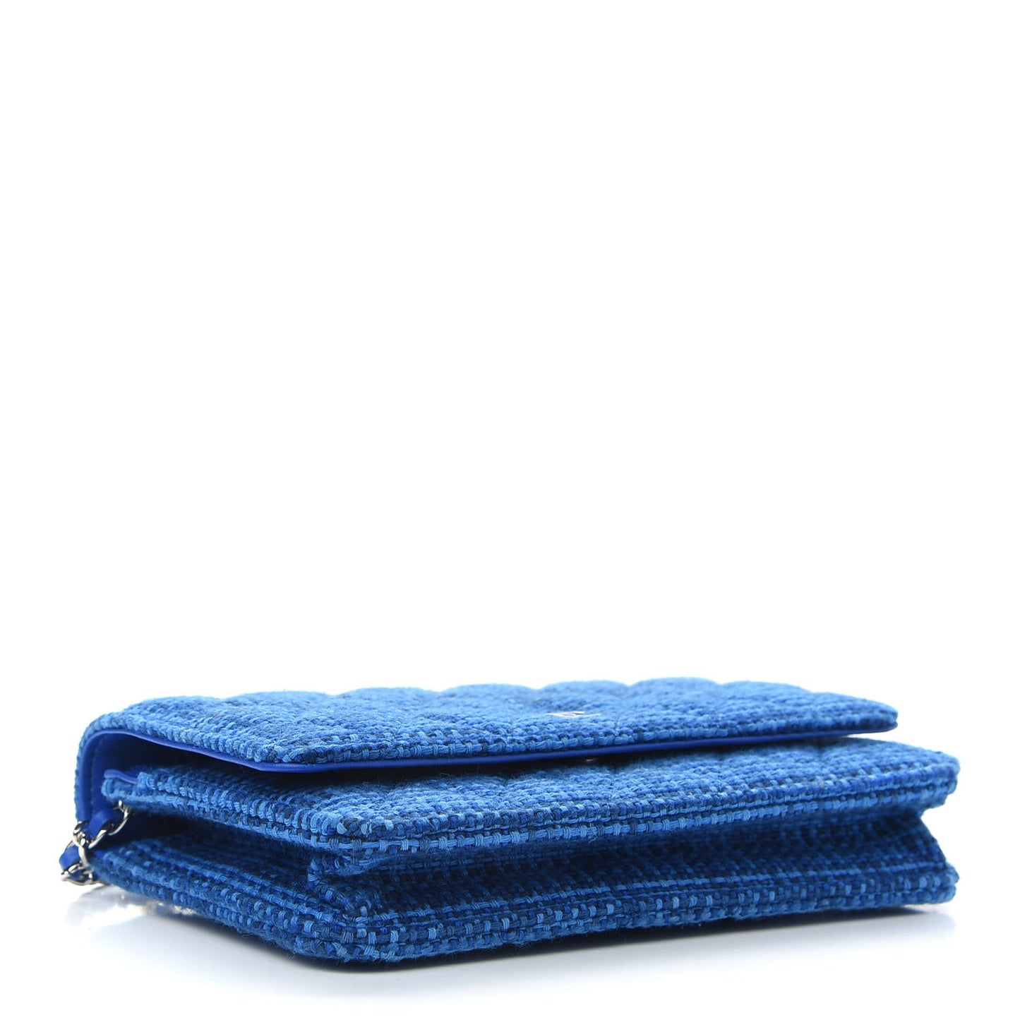 Tweed Quilted Wallet on Chain WOC Navy Blue