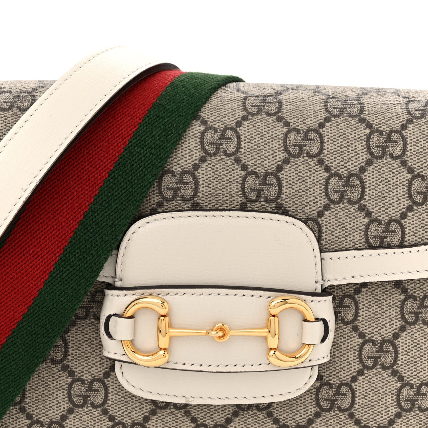 Gucci GG Supreme Monogram Web Mini Horsebit 1955 Shoulder Bag Beige Mystic White 8 of 10