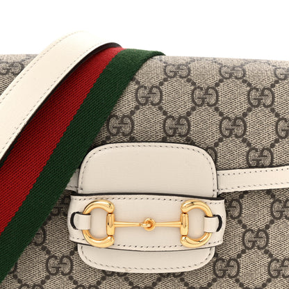 Gucci GG Supreme Monogram Web Mini Horsebit 1955 Shoulder Bag Beige Mystic White 8 of 10