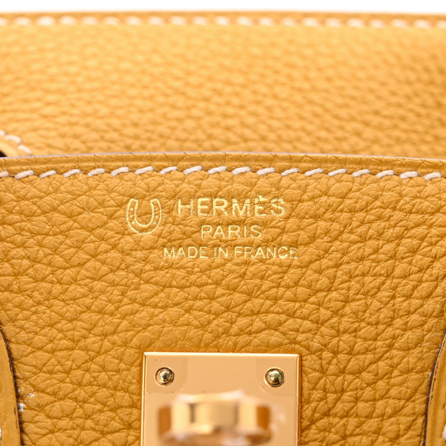 Hermes Togo Horseshoe Birkin 25 Jaune Ambre 6 of 11