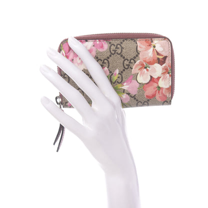 Gucci GG Supreme Monogram Blooms Zip Around Card Case Wallet Beige Multicolor Dry Rose 2 of 6