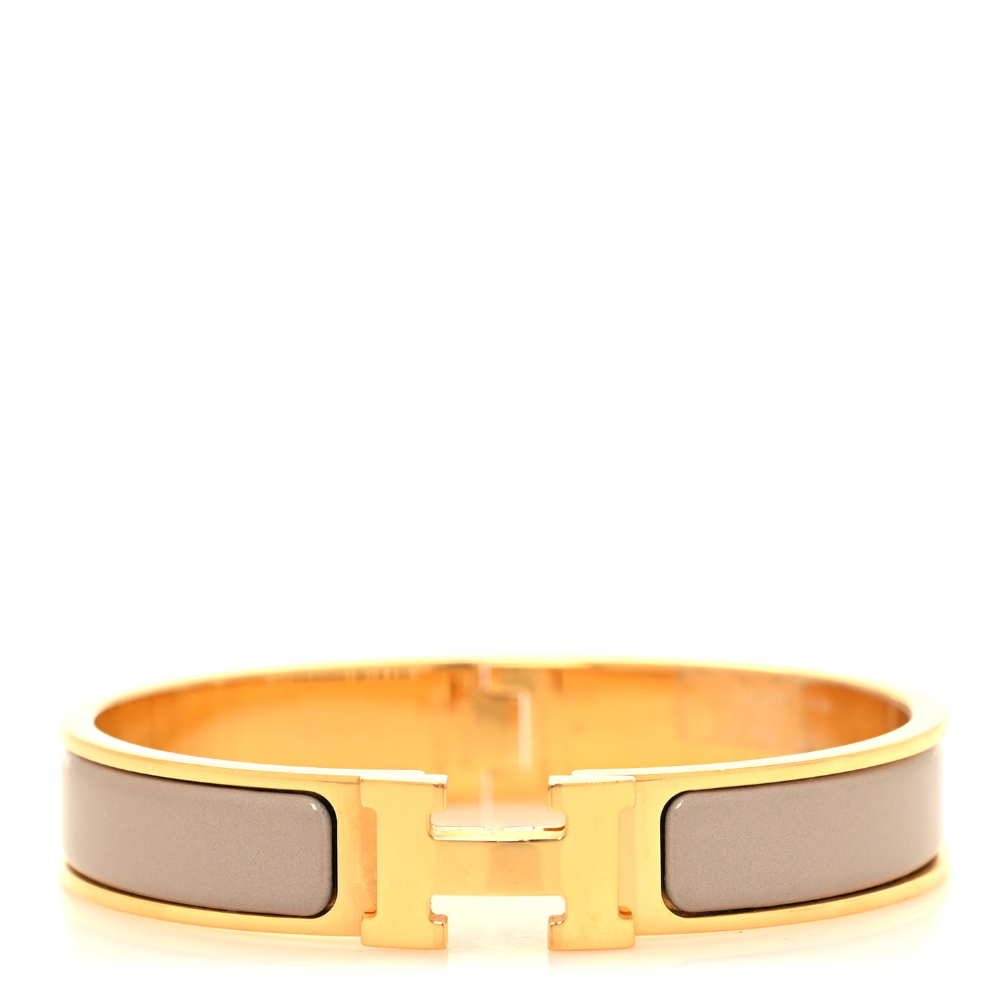 Enamel Narrow Clic Clac H Bracelet PM Marron Glace