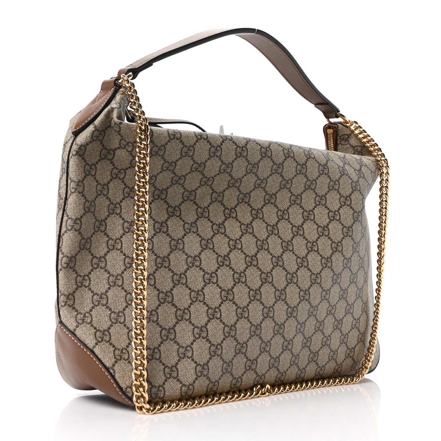 GG Supreme Monogram Large Linea A Hobo Light Brown