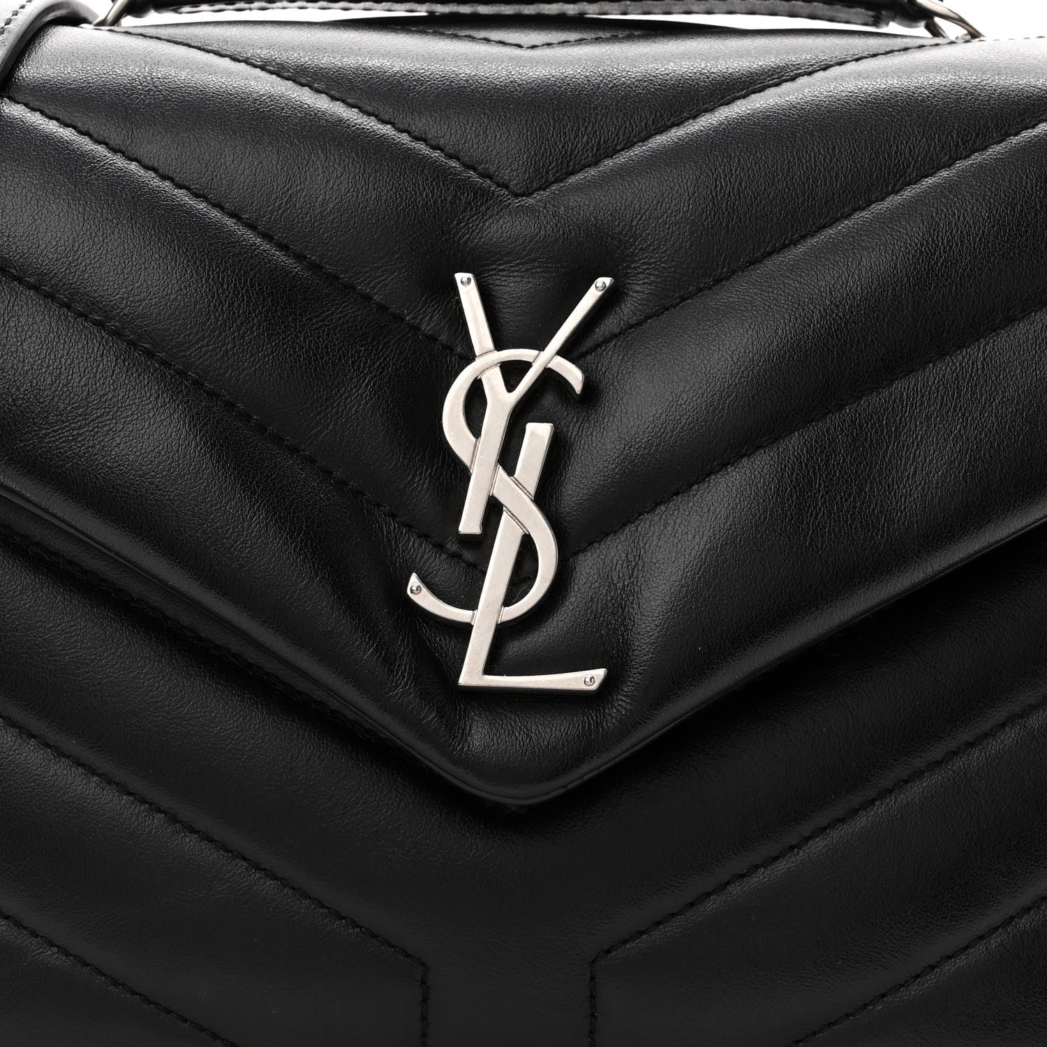 Saint Laurent Calfskin Y Quilted Monogram Small Loulou Chain Satchel Black 6 of 8