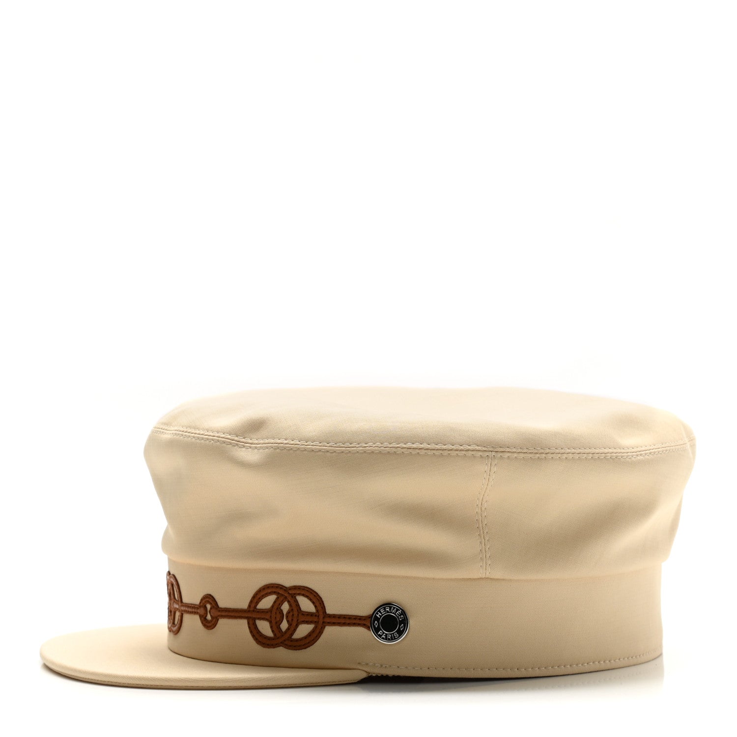 Hermes Double Linen Twill Casquette Cabourg Cliquetis Cap 58 White Creme 1 of 7