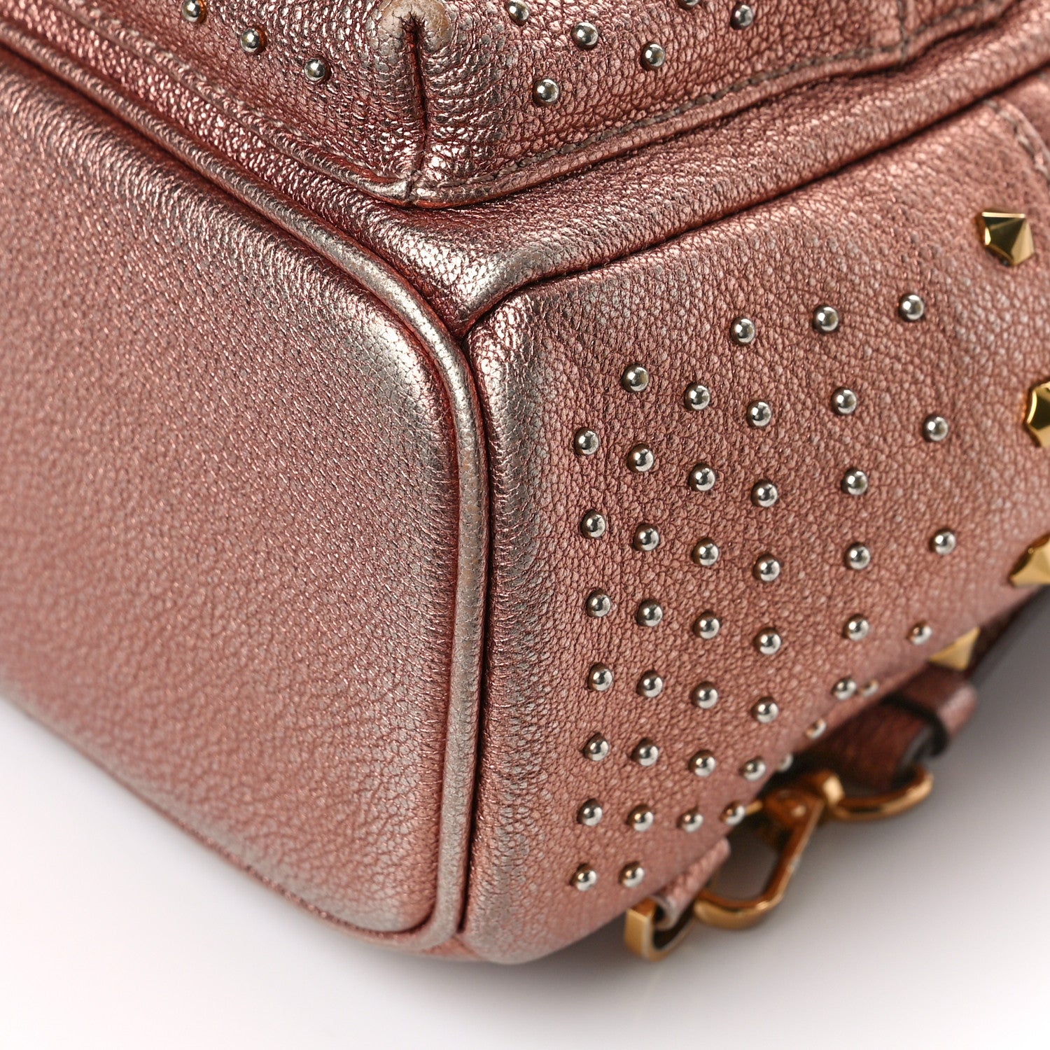 MCM Metallic Calfskin Stud X-Mini Stark Bebe Boo Backpack Pink 8 of 8