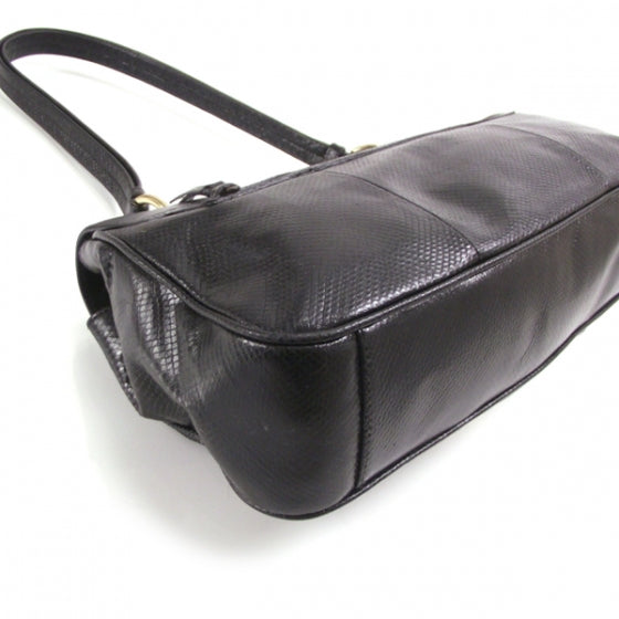 Python Flap Shoulder Bag Black