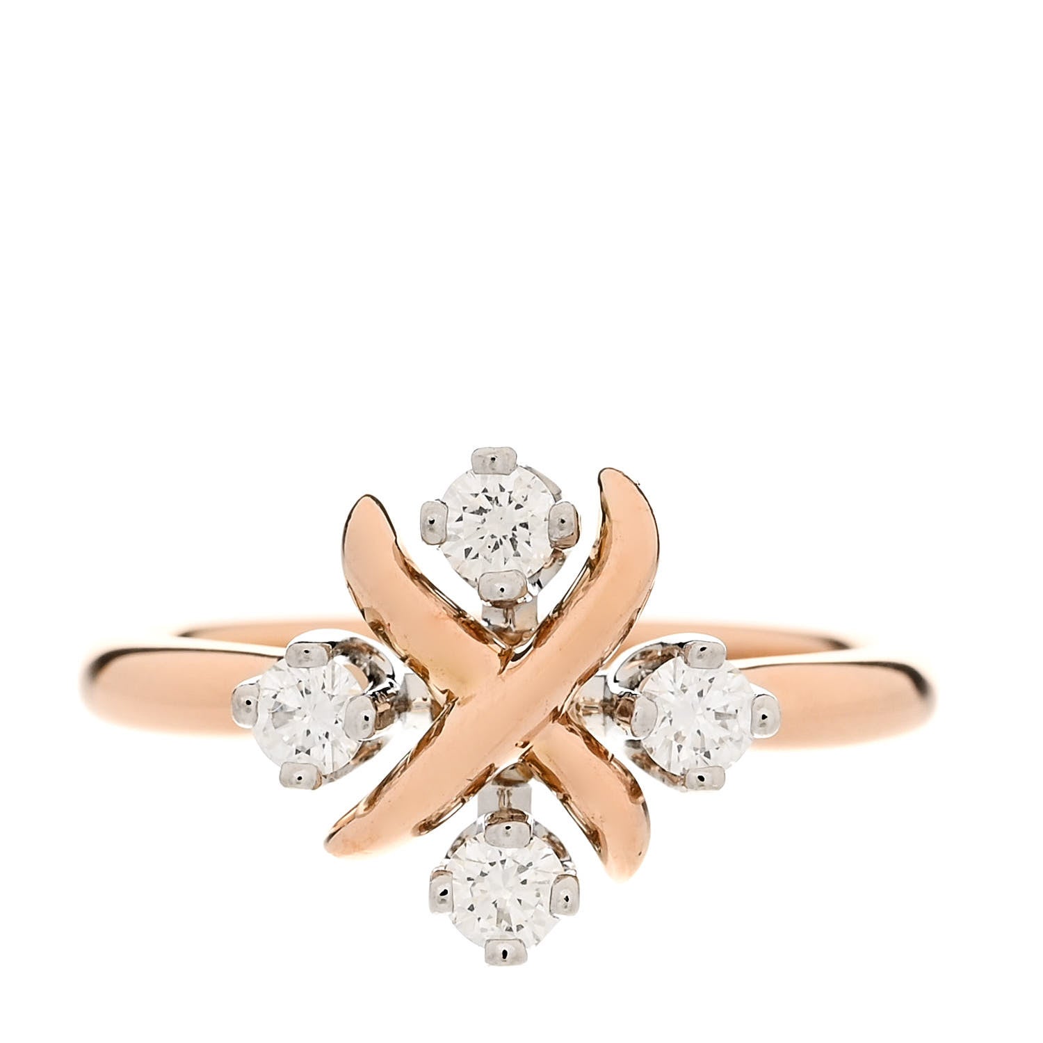 Tiffany 18K Rose Gold Platinum Diamond Schlumberger Lynn Ring 47 4.25 1 of 7