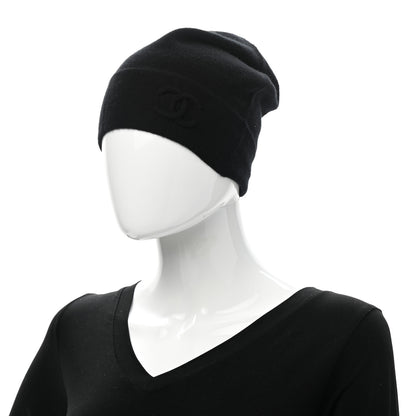 Chanel Cashmere Blend CC Beanie Hat Black 2 of 5