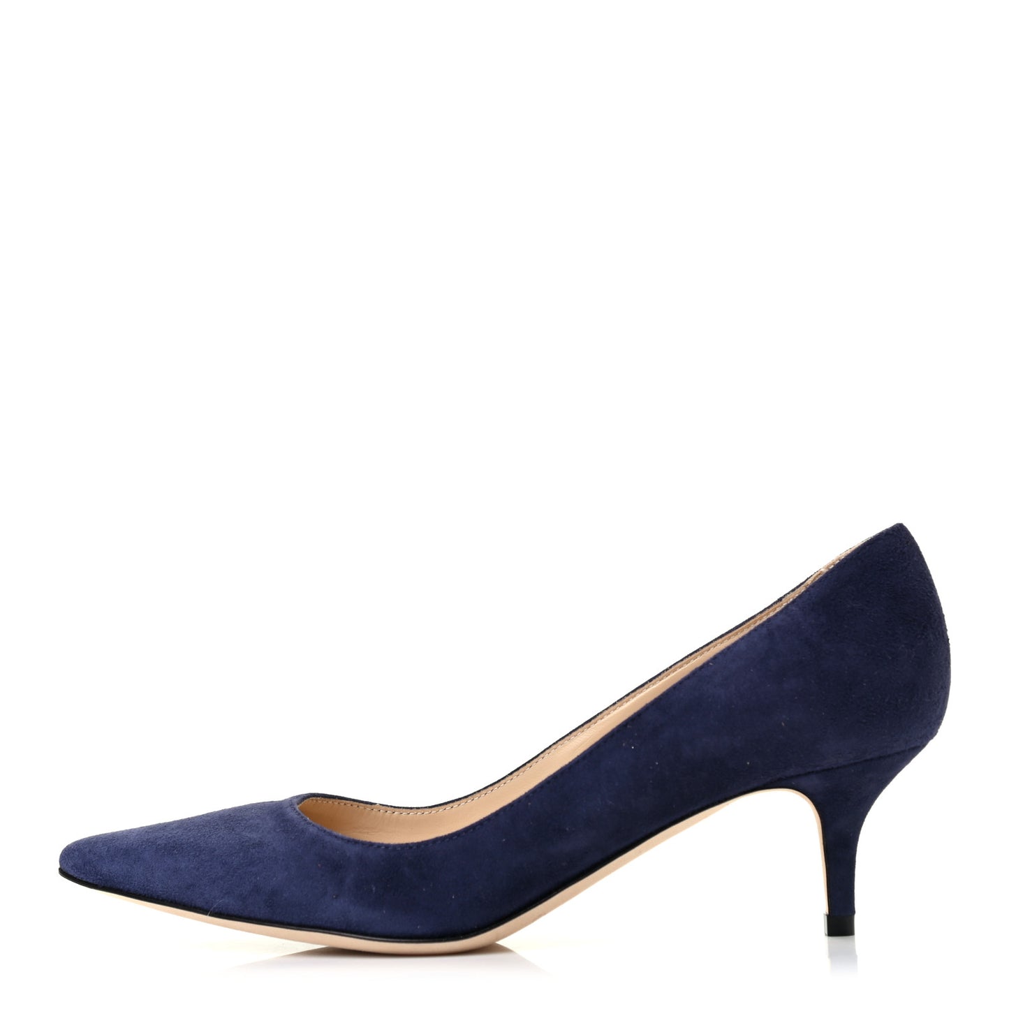 Suede Pointy Toe Aza 40 Kitten Heel Pumps 37.5 Navy