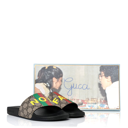 Gucci GG Supreme Monogram Fake/Not Slide Sandals 37 Beige Ebony 8 of 8