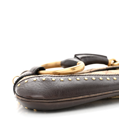 Gucci Monogram Studded Horsebit Clutch Dark Brown 9 of 11