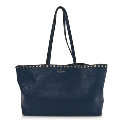 Valentino Garavani Grained Calfskin Small Rockstud Shoulder Tote Marine 1 of 16
