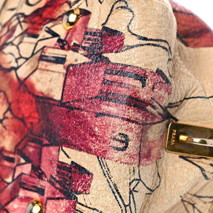 Prada X JAMES JEAN Cervo Lux Fairy Print Top Handle Satchel Prugna 15 of 27
