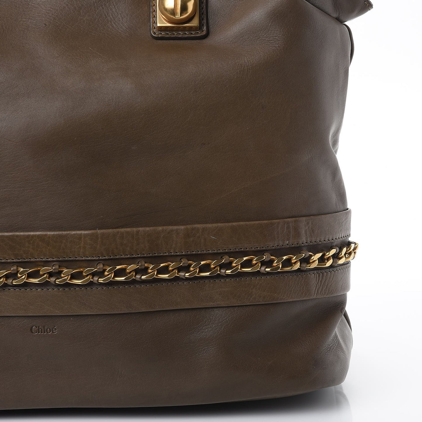 Calfskin Medium Kira Bowler Tote Khaki