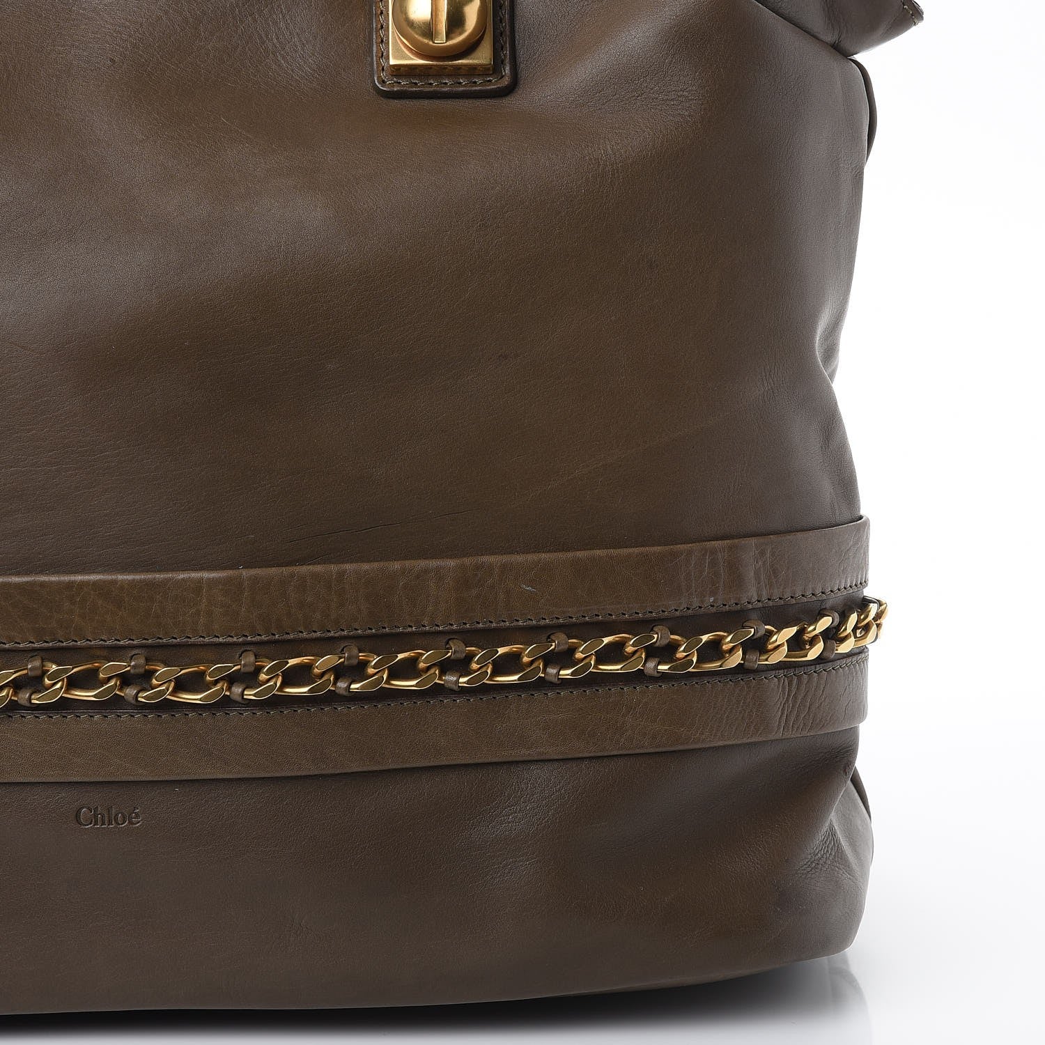 Chloe Calfskin Medium Kira Bowler Tote Khaki 10 of 16