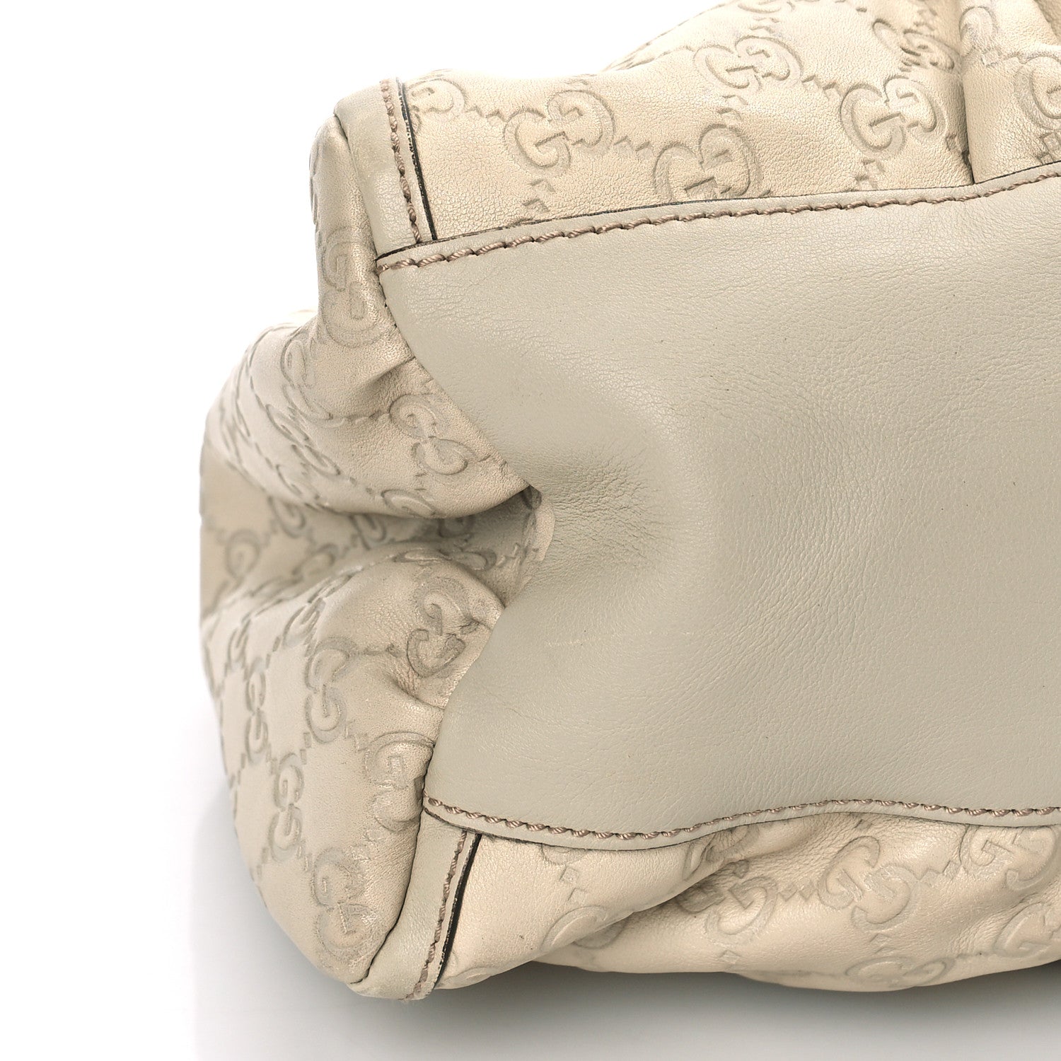 Gucci Guccissima Large D Gold Ring Hobo Off White 9 of 12