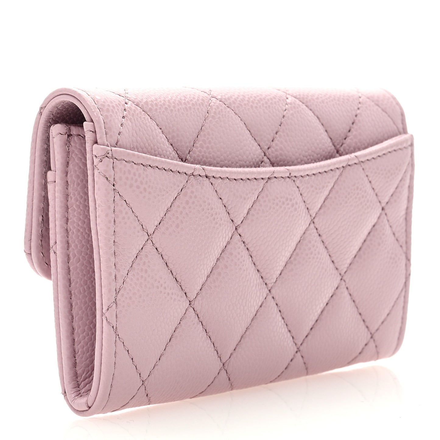 Caviar Quilted Flap Card Holder Wallet Light Pink