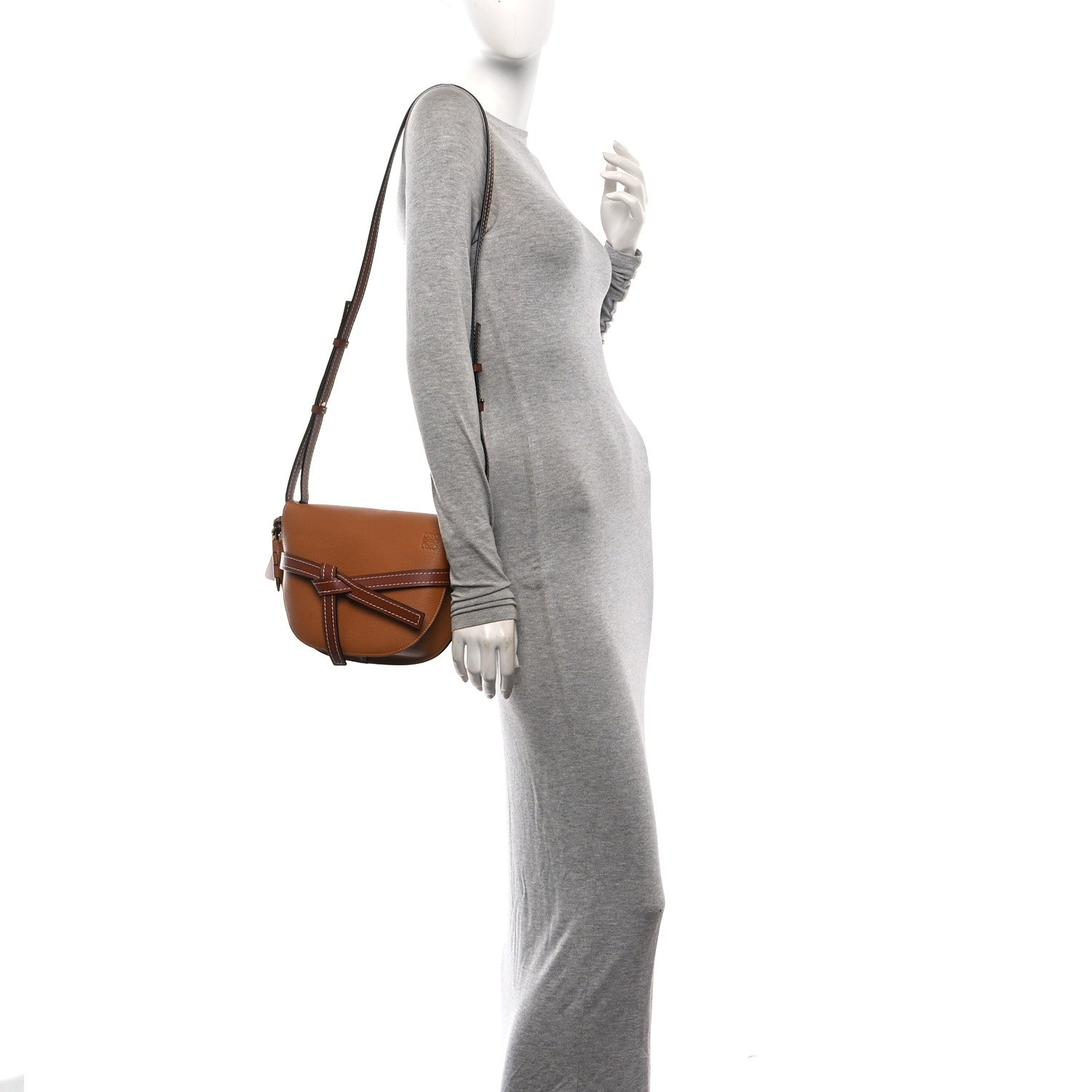 Loewe Grained Calfskin Small Gate Crossbody Bag Caramel Pecan 2 of 10