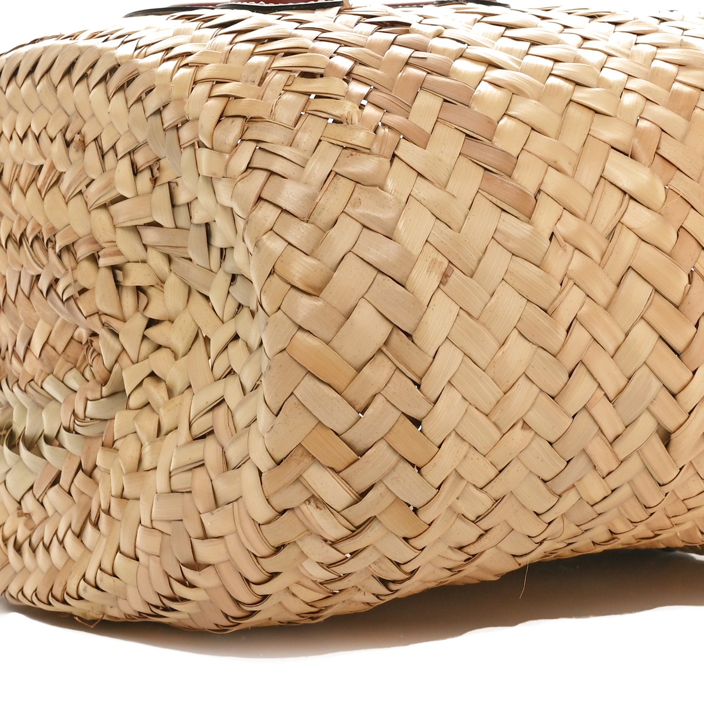 Raffia Calfskin Triomphe Teen Panier Tan