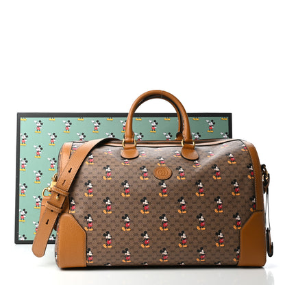 Gucci X DISNEY Mini Vintage GG Supreme Monogram Mickey Mouse Medium Carry-On Duffle Bag Beige Vintage Sun Oil 10 of 10