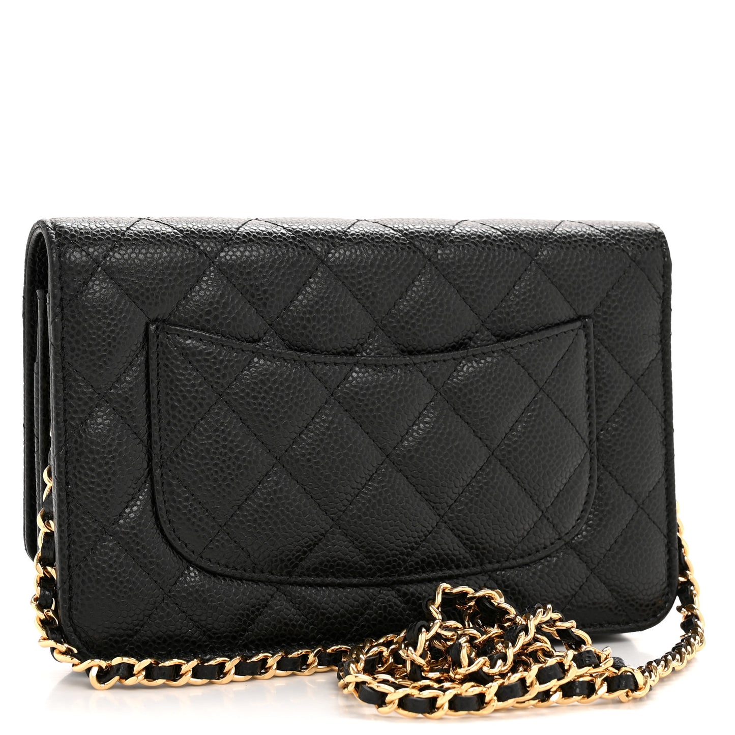Caviar Quilted Wallet on Chain WOC Black