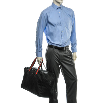 Gucci GG Monogram Web Large Collapsible Carry On Duffle Bag Black 2 of 8