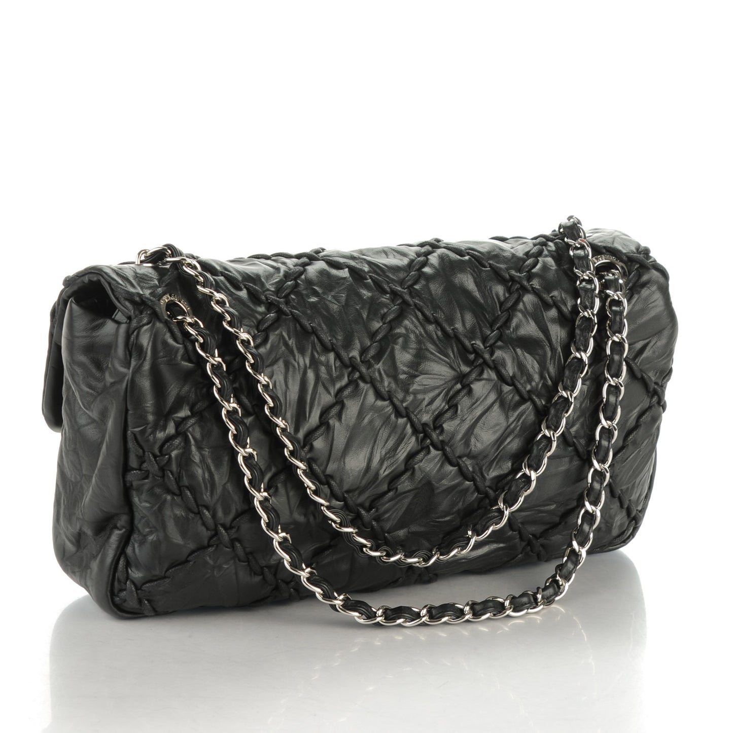 Calfskin Ultra Stitch Oversize Flap Black