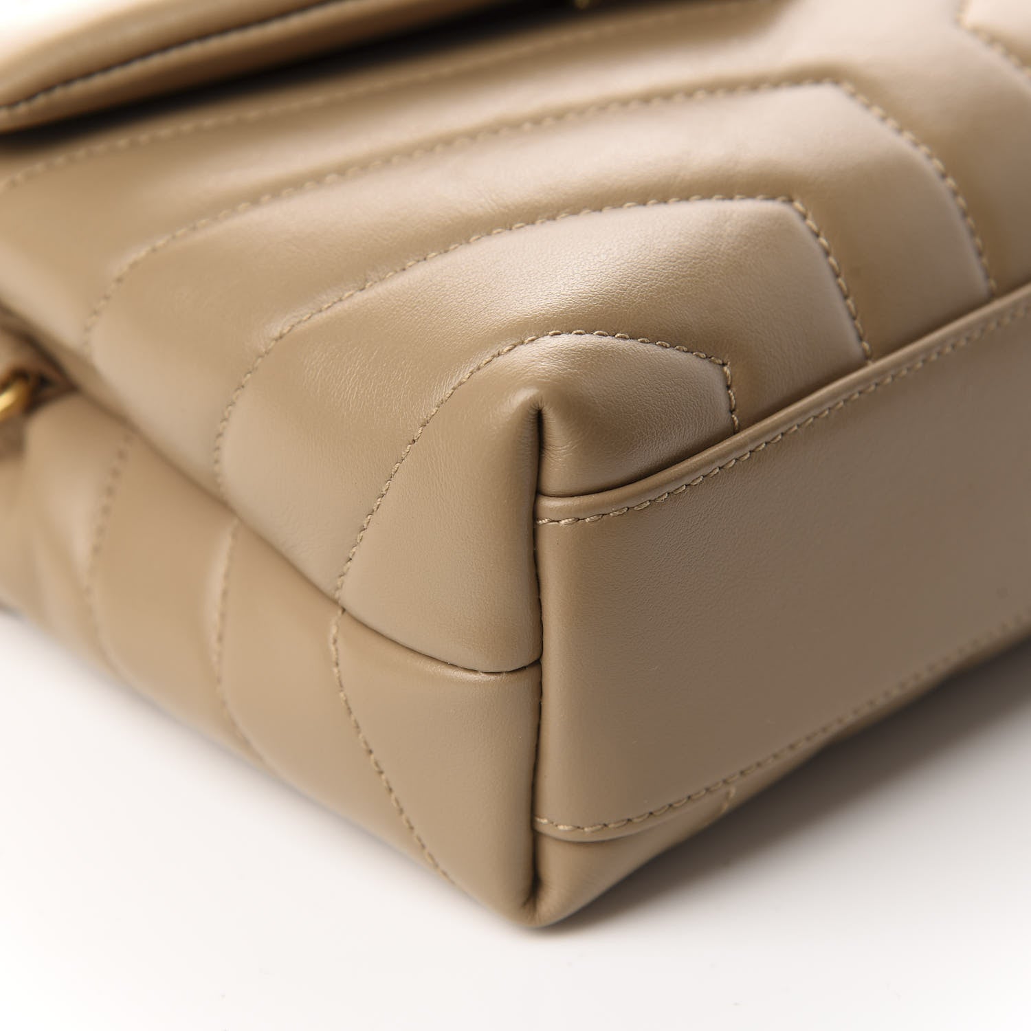 Saint Laurent Calfskin Y Quilted Monogram Toy Loulou Crossbody Bag Latte 5 of 11