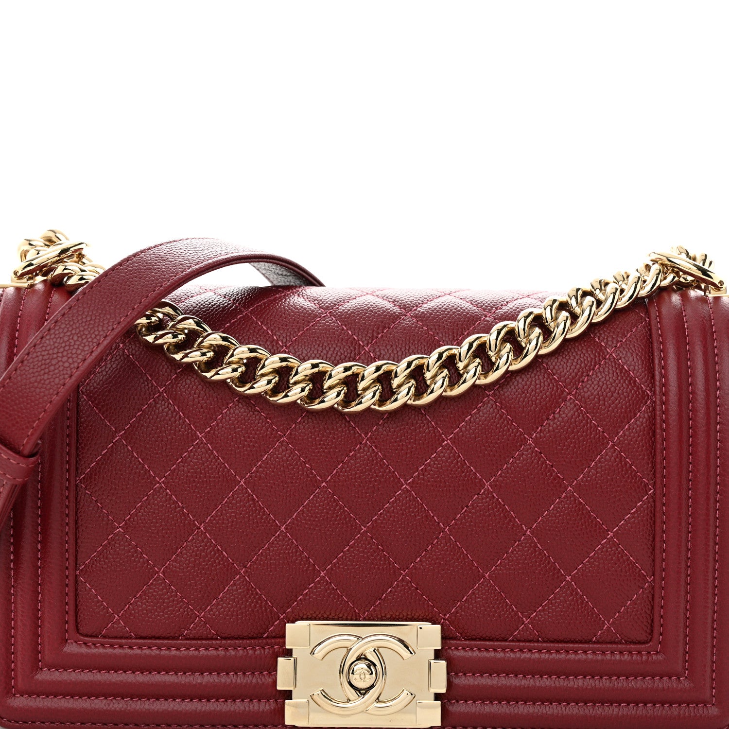 Chanel Caviar Quilted Medium Boy Flap Dark Red 8 of 11