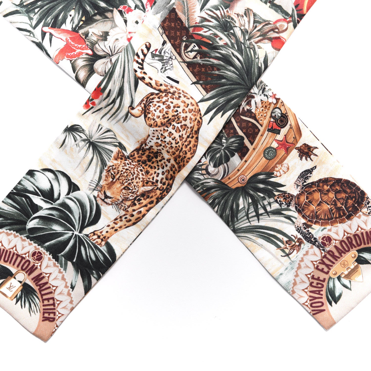 Louis Vuitton Silk Voyage Extraordinaire Bandeau Scarf Beige 2 of 3