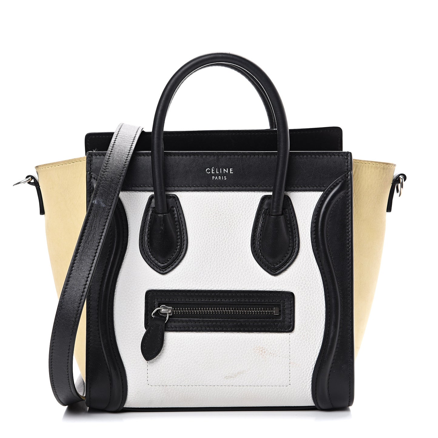 Grained Baby Calfskin Nubuck Nano Tri-Color Luggage White