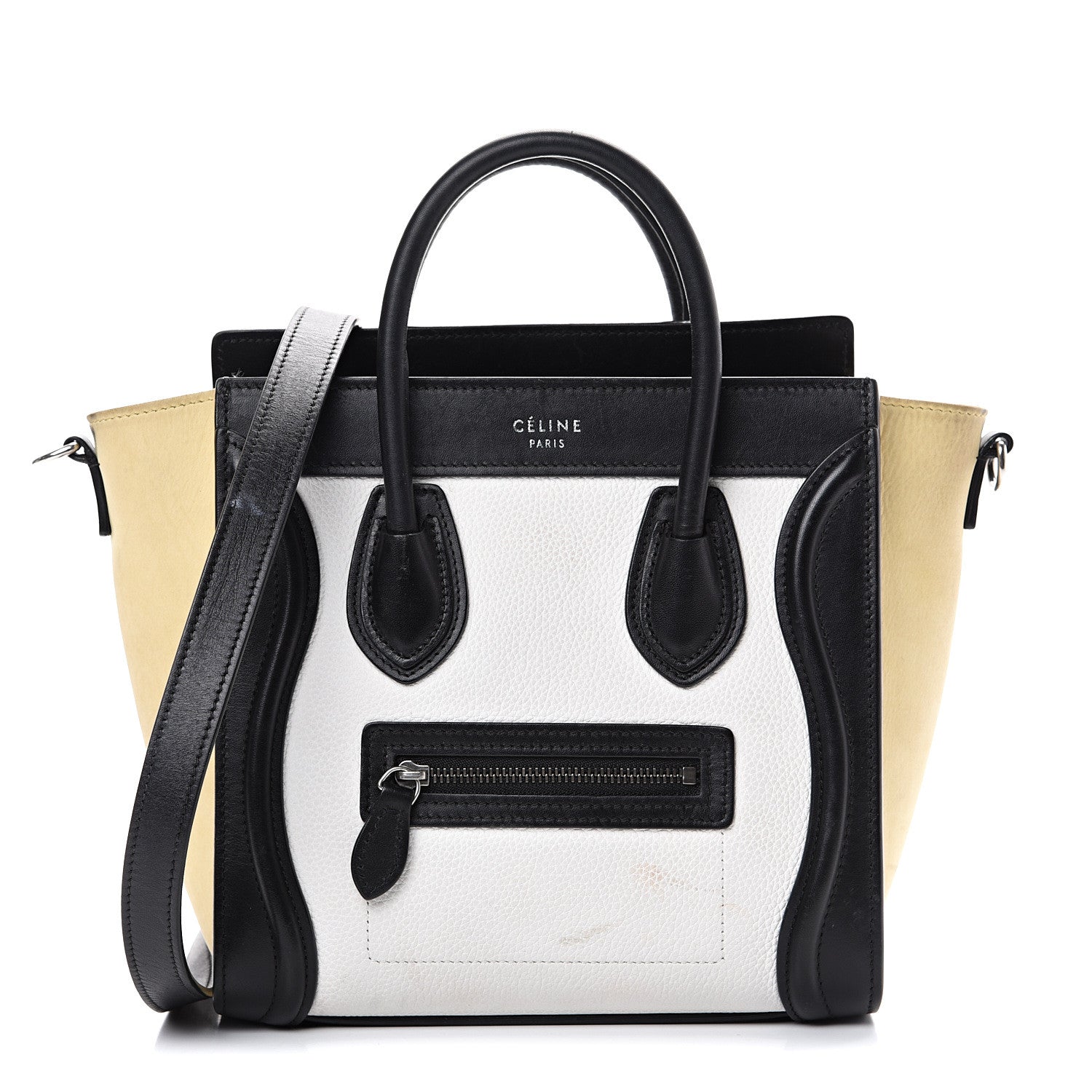 Celine Grained Baby Calfskin Nubuck Nano Tri-Color Luggage White 1 of 23