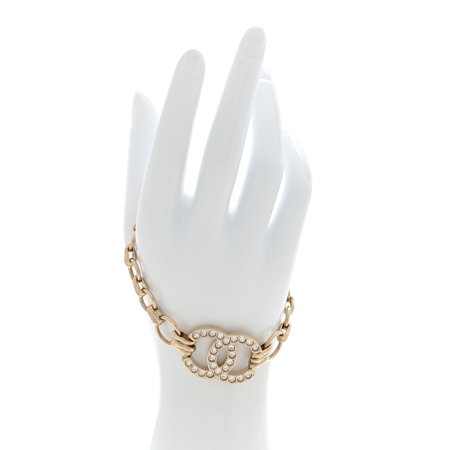Chanel Crystal CC Link Bracelet Gold 2 of 5