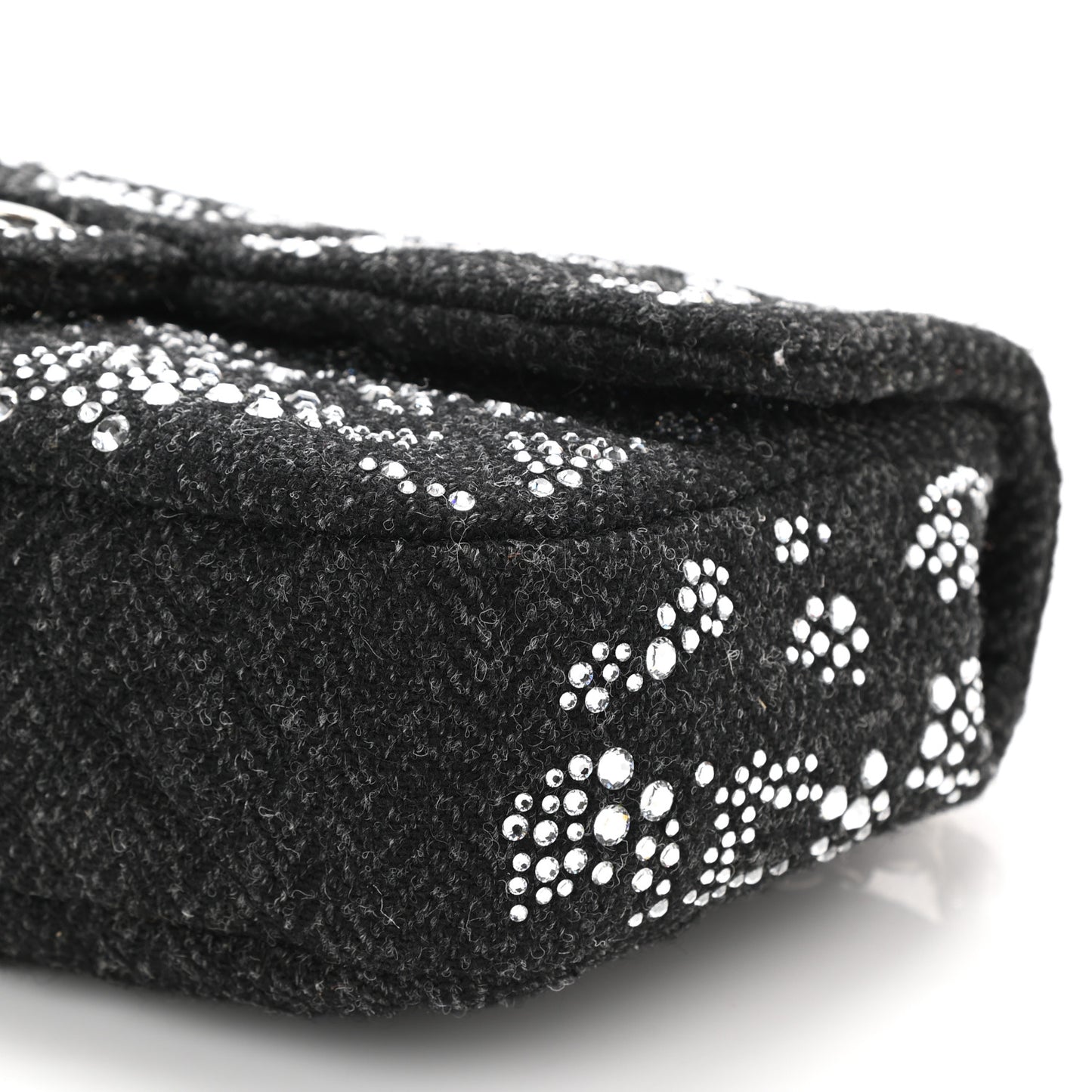 Tweed Swarovski Crystal Leopard Jumbo Flap Black