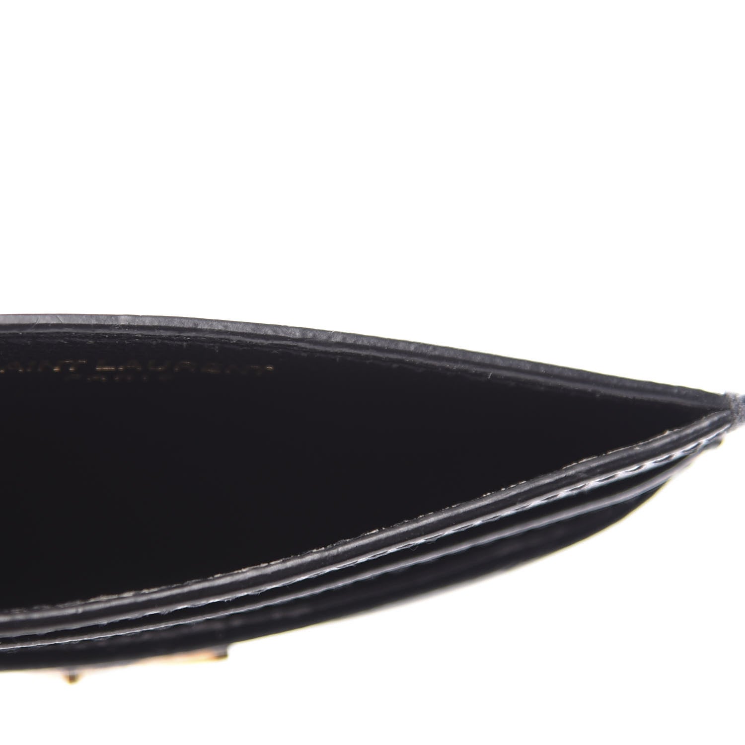 Saint Laurent Grain De Poudre Matelasse Chevron Monogram Credit Card Case Black 4 of 9